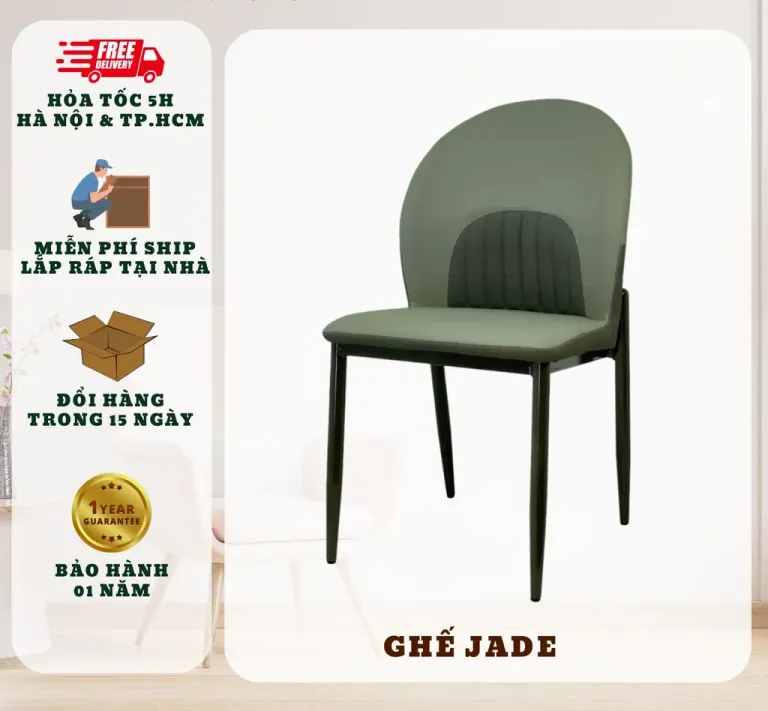 Ghế Ăn Bọc Da Pu T90 Jade, Chân Sắt Sơn Tĩnh Điện, Nhập Khẩu Cao Cấp Hiện Đại, Phù Hợp Căn Hộ Chung Cư Gia Đình