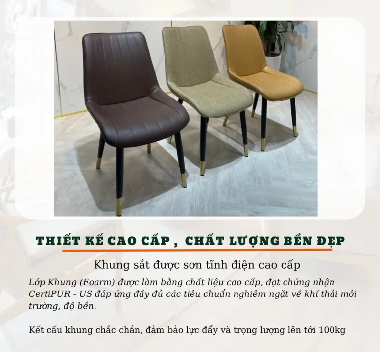 Ghế Ăn Bọc Da Pu T90 LOFT Sọc, Chân Sắt Sơn Tĩnh Điện, Nhập Khẩu Cao Cấp Hiện Đại, Phù Hợp Căn Hộ Chung Cư Gia Đình