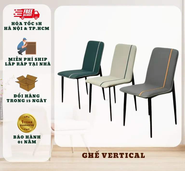 Ghế Ăn Bọc Da Pu T90 Vertical, Chân Sắt Sơn Tĩnh Điện, Nhập Khẩu Cao Cấp Hiện Đại, Phù Hợp Căn Hộ Chung Cư Gia Đình