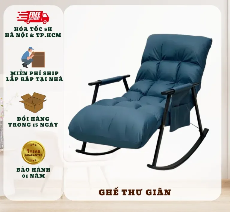 Ghế Sofa Bập Bênh Dáng Dài T90 - Thư Giãn, Đọc Sách, Xem Tivi - Nhập Khẩu Phong Cách Hiện Đại