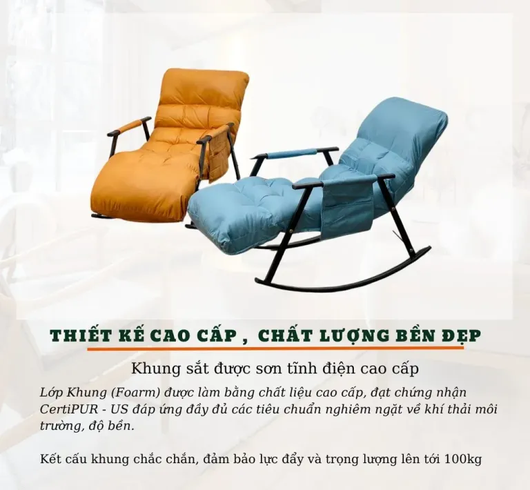 Ghế Sofa Bập Bênh Dáng Dài T90 - Thư Giãn, Đọc Sách, Xem Tivi - Nhập Khẩu Phong Cách Hiện Đại