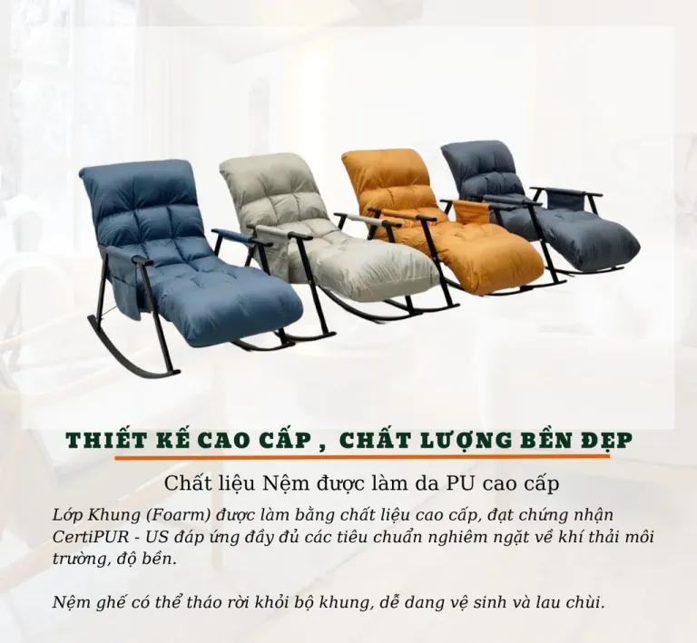 Ghế Sofa Bập Bênh Dáng Dài T90 - Thư Giãn, Đọc Sách, Xem Tivi - Nhập Khẩu Phong Cách Hiện Đại