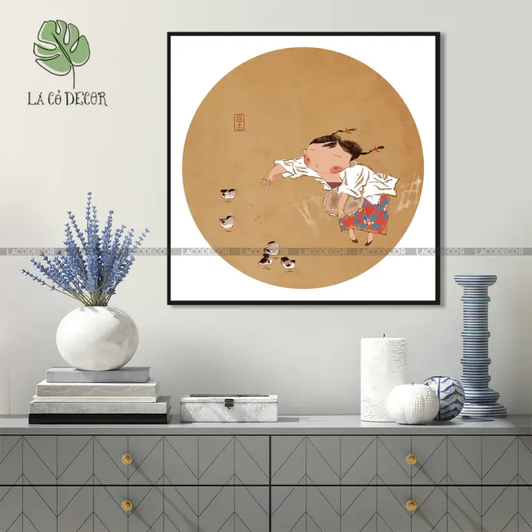 Tranh Tuổi Thơ Phong Cách Đồng Quê - Kích Thước 40x40 / 50x50 / 60x60cm