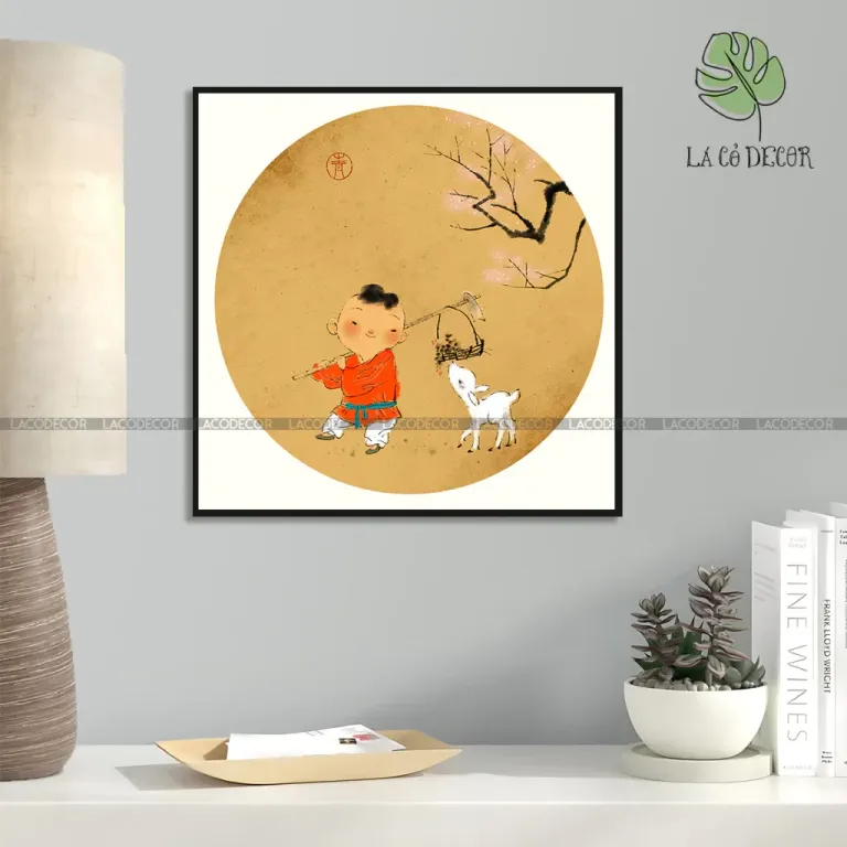 Tranh Tuổi Thơ Phong Cách Đồng Quê - Kích Thước 40x40 / 50x50 / 60x60cm