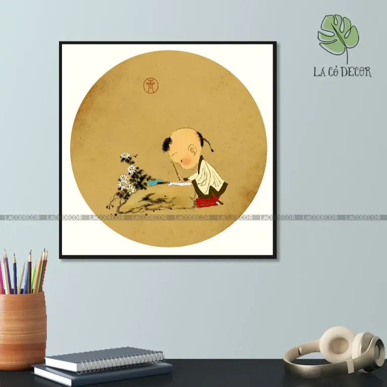 Tranh Tuổi Thơ Phong Cách Đồng Quê - Kích Thước 40x40 / 50x50 / 60x60cm