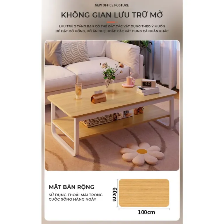 Bàn Trà Sofa Phòng Khách Chân Sắt Sơn Tĩnh Điện Thương Hiệu ILUMIA - GM135