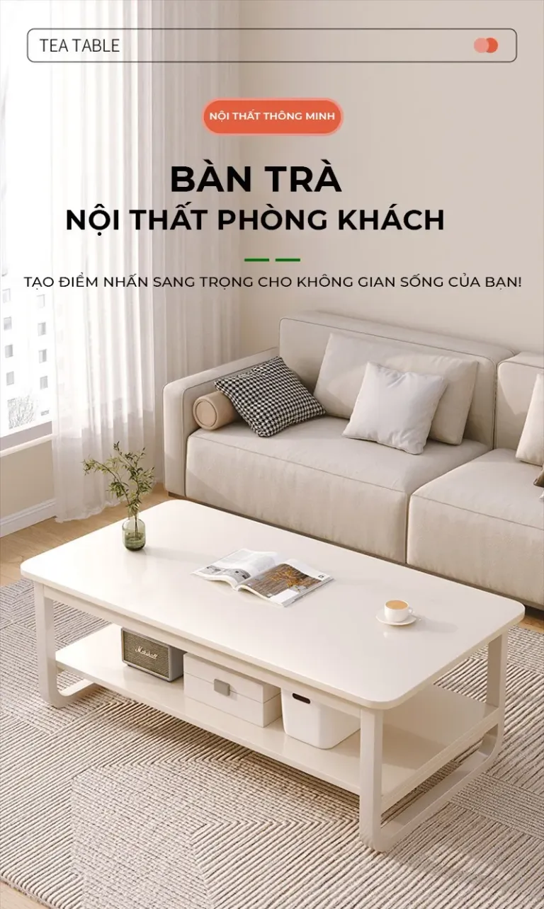 Bàn Trà Sofa Phòng Khách Chân Sắt Sơn Tĩnh Điện Thương Hiệu ILUMIA - GM135