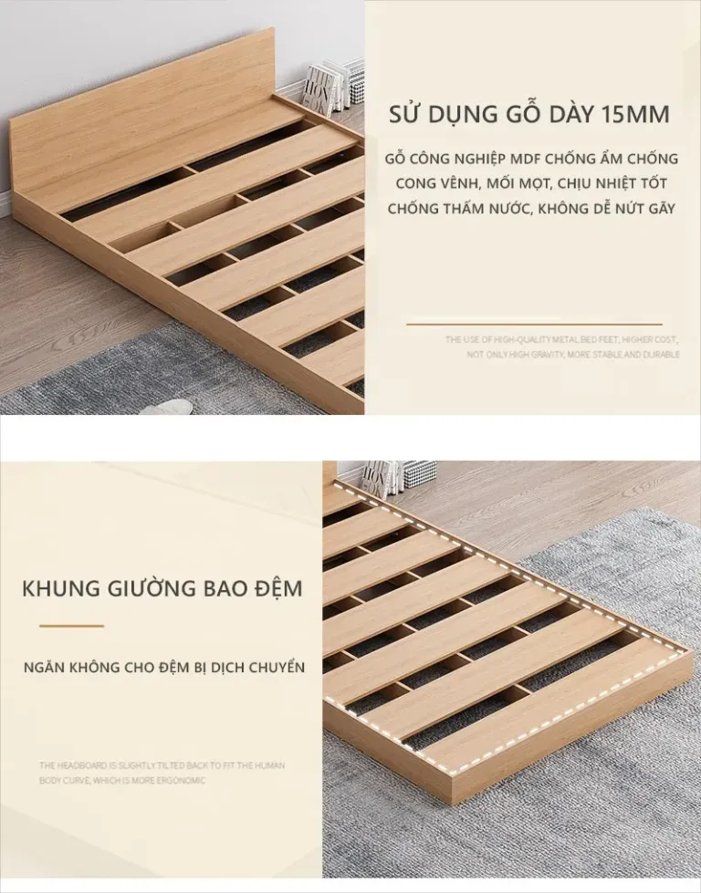 Giường Đôi Bệt, Pallet Gỗ Giường 2m Gỗ MDF Phủ Melamine Tháo Lắp Decor Phòng Thương Hiệu ILUMIA - GP310