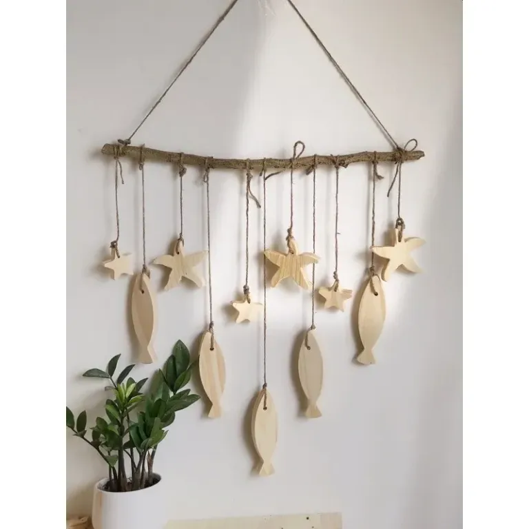 Set Dreamcatcher Cá Gỗ Và Sao Biển Từ Gỗ Thông Trang Trí Phòng Bé, Decor Nhà Cửa