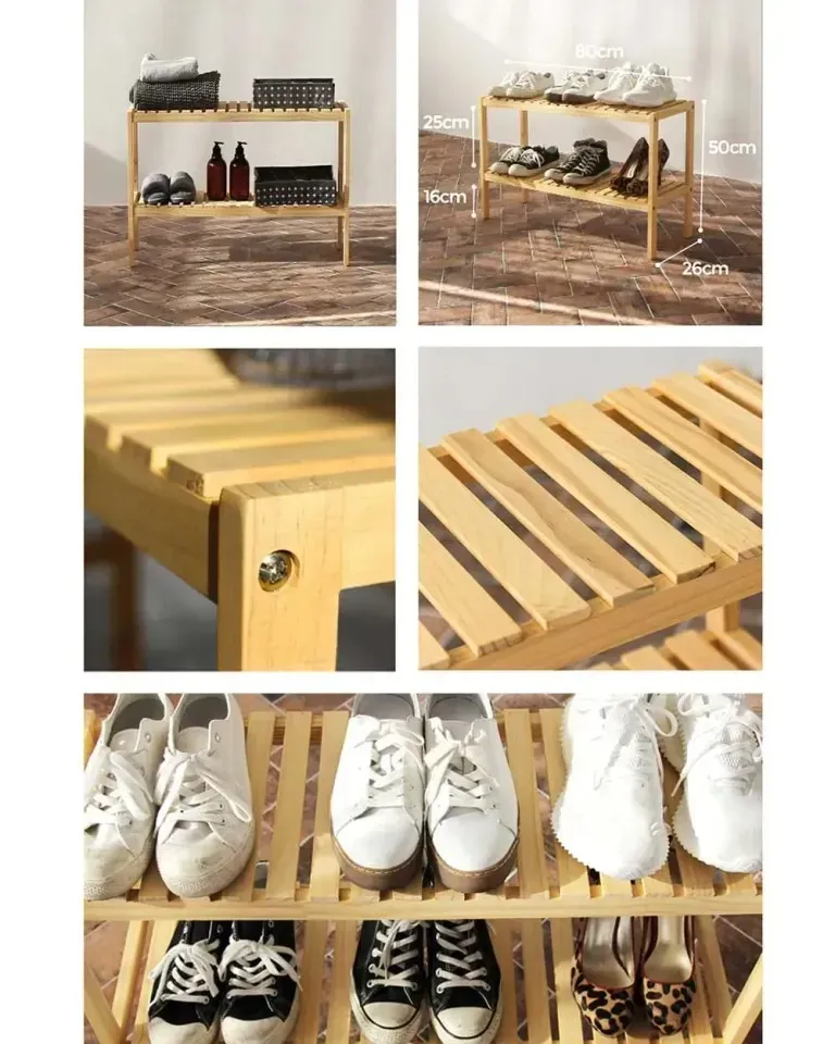 Kệ Giày Gỗ 2 Tầng Shoe Rack Size 500 / 800 / 1000