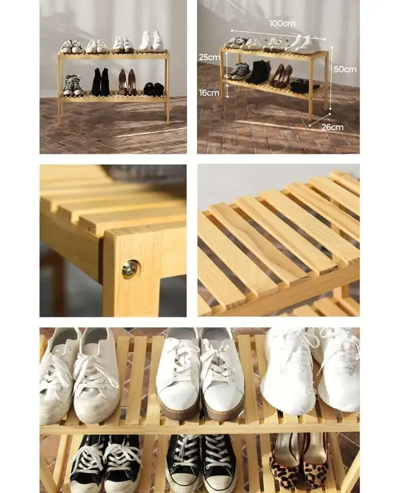 Kệ Giày Gỗ 2 Tầng Shoe Rack Size 500 / 800 / 1000