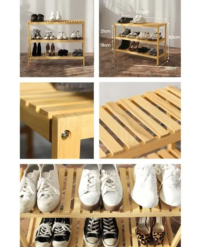 Kệ Giày Gỗ 3 Tầng Shoe Rack Size 500 / 800 / 1000