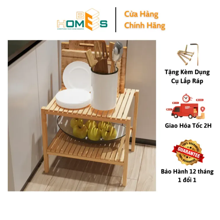 Kệ Lò Vi Sóng Gỗ Behomes 2 Tầng