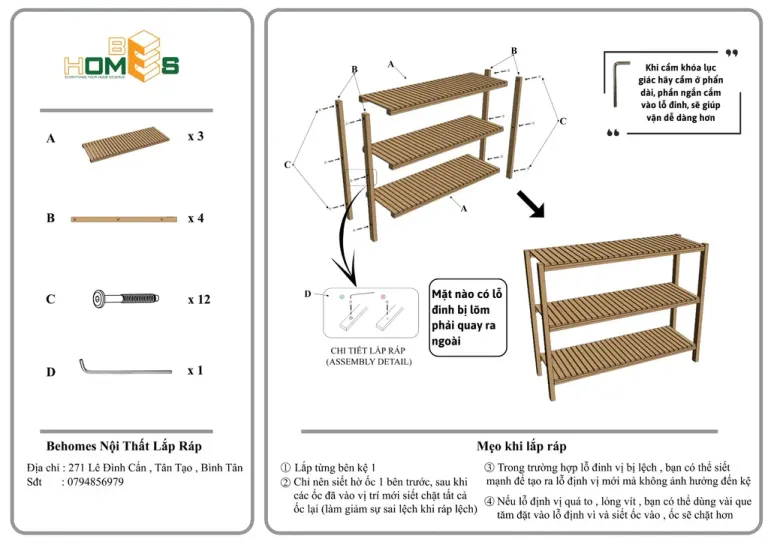 Kệ Giày Gỗ 3 Tầng 80cm