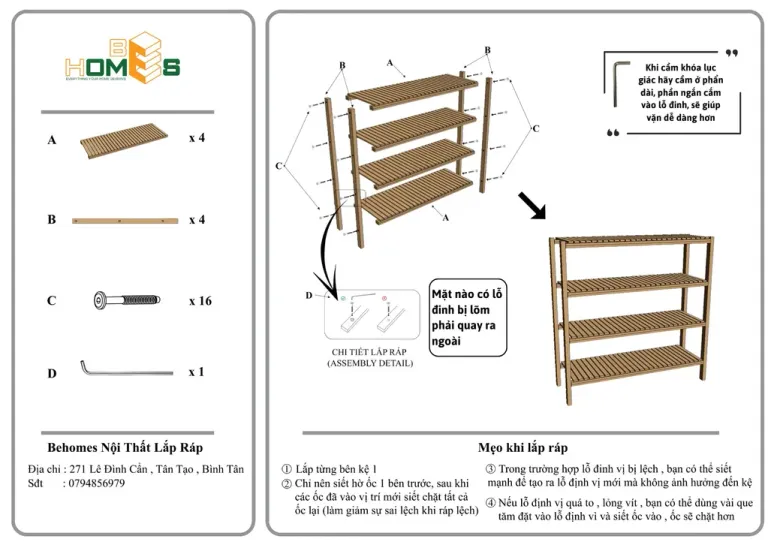 Kệ Giày Gỗ 4 Tầng 80cm