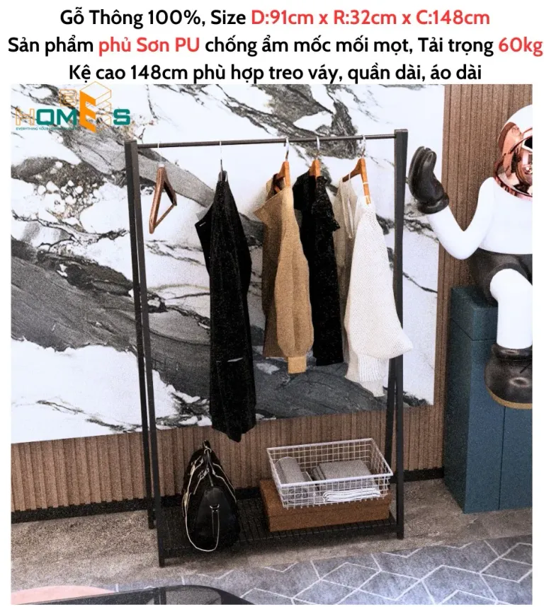 Kệ Treo Quần Áo 1 Tầng