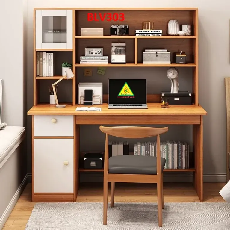 Bàn Làm Việc, Bàn Học Liền Kệ Bằng Gỗ MDF BLV303 - VĐ Smart Furrniture NỘI THẤT LẮP RÁP VIENDONGADV