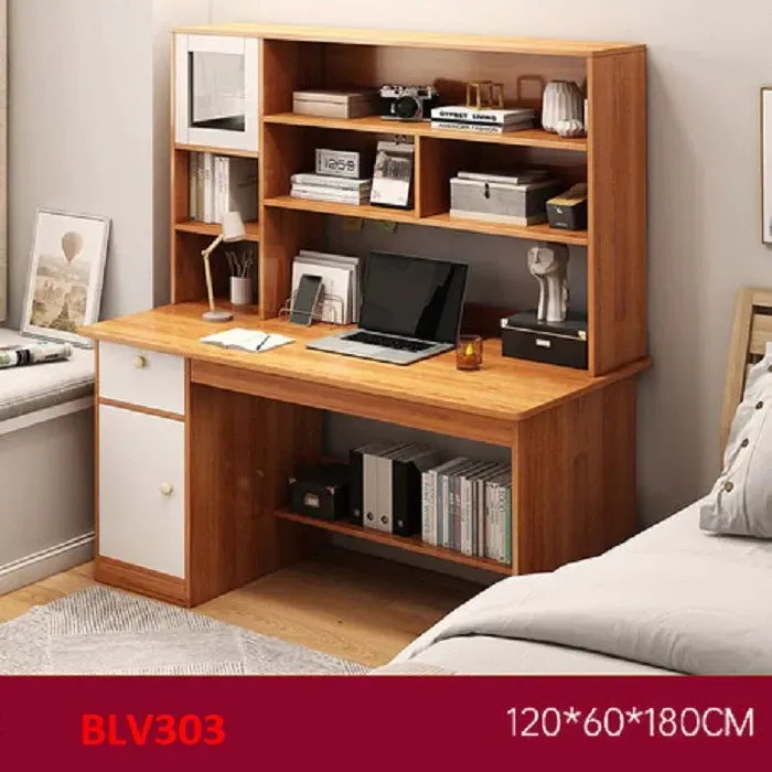 Bàn Làm Việc, Bàn Học Liền Kệ Bằng Gỗ MDF BLV303 - VĐ Smart Furrniture NỘI THẤT LẮP RÁP VIENDONGADV