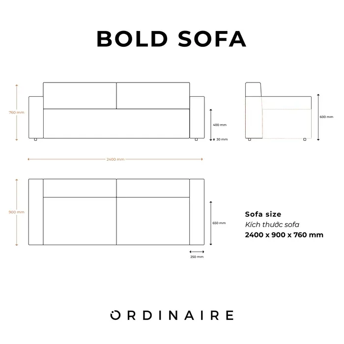 Bold Sofa (2 Chỗ Ngồi) Phong Cách Tối Giản - Bold Sofa (2-Seater)