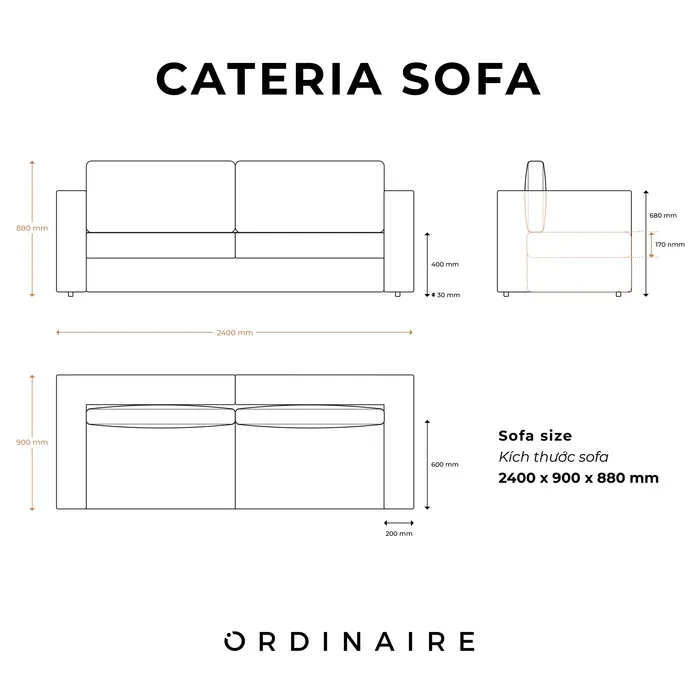 Cateria Sofa ( 2 Chỗ Ngồi ) - Thanh Lịch Và Êm Ái