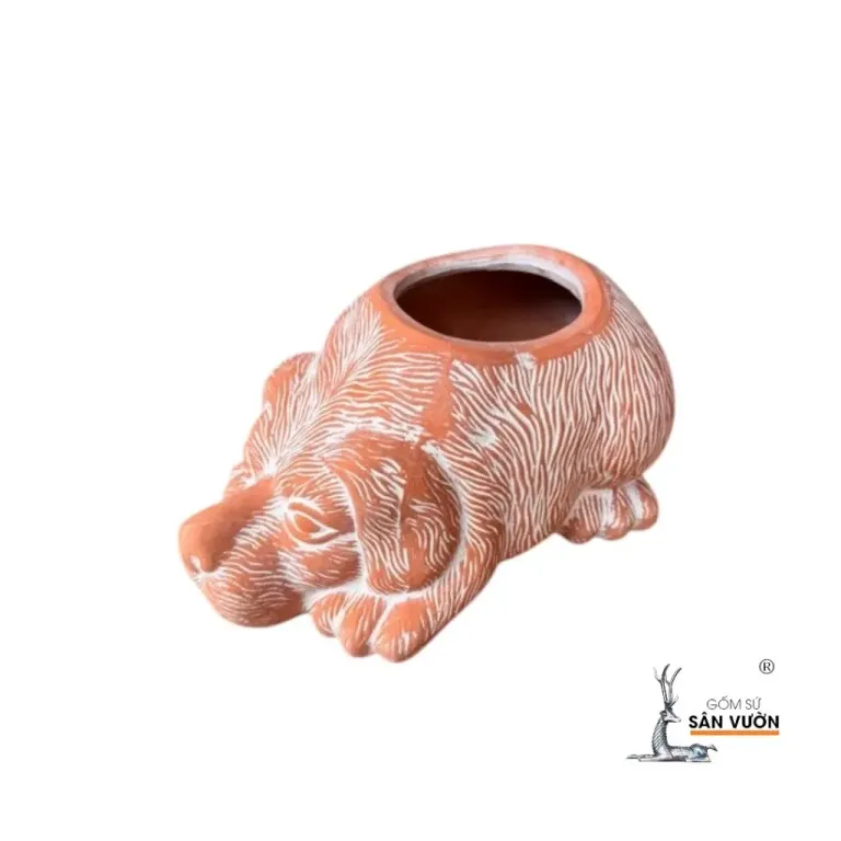 Chậu Cây Gốm Đất Nung (Terracotta) Hình CÚN D27xC15cm