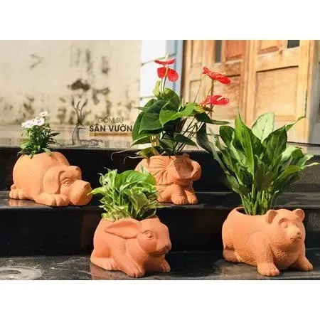 Chậu Cây Gốm Đất Nung (Terracotta) Hình VOI QUỲ D27xC15cm