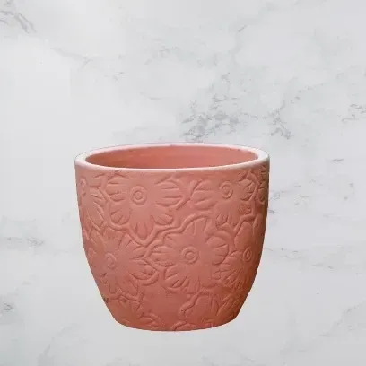 Chậu Gốm Đất Nung (Terracotta) Hình Vót Vân Hoa Mặt Trời D16xH16cm