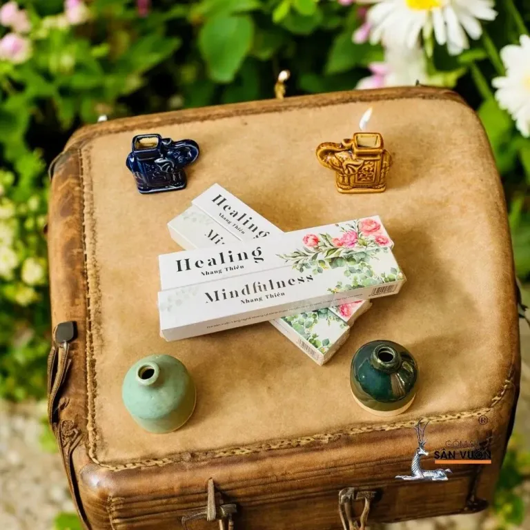 Combo Đế Gốm + Nhang Thiền Healing - Hỗ Trợ Thư Giãn, Yoga, Thiền Định - Nhang Sạch Thảo Mộc, Hương Dịu Nhẹ, Lành Tính