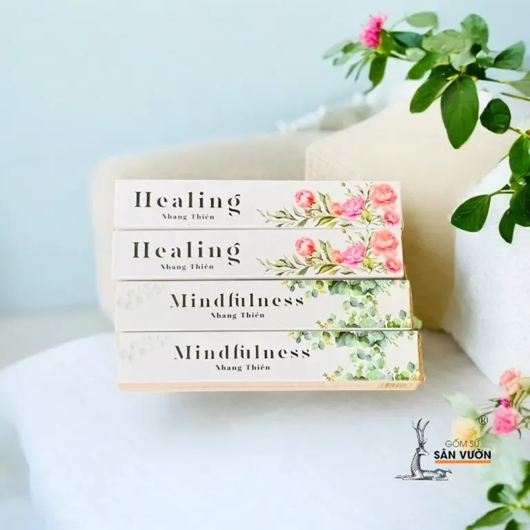 Combo Đế Gốm + Nhang Thiền Healing - Hỗ Trợ Thư Giãn, Yoga, Thiền Định - Nhang Sạch Thảo Mộc, Hương Dịu Nhẹ, Lành Tính