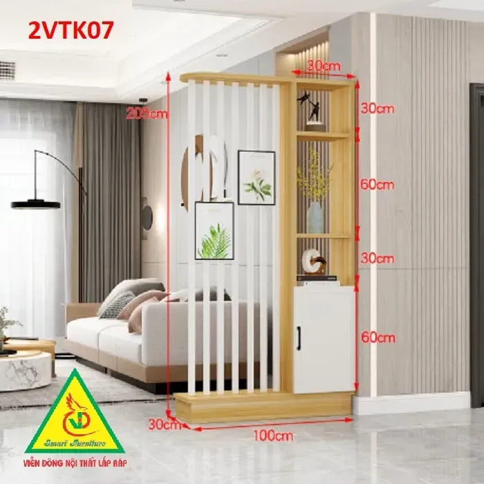 Tủ Kệ Kiêm Vách Ngăn Phòng Khách Nhà Bếp 2VTK07 - VĐ Smart Furrniture NỘI THẤT LẮP RÁP VIENDONGADV