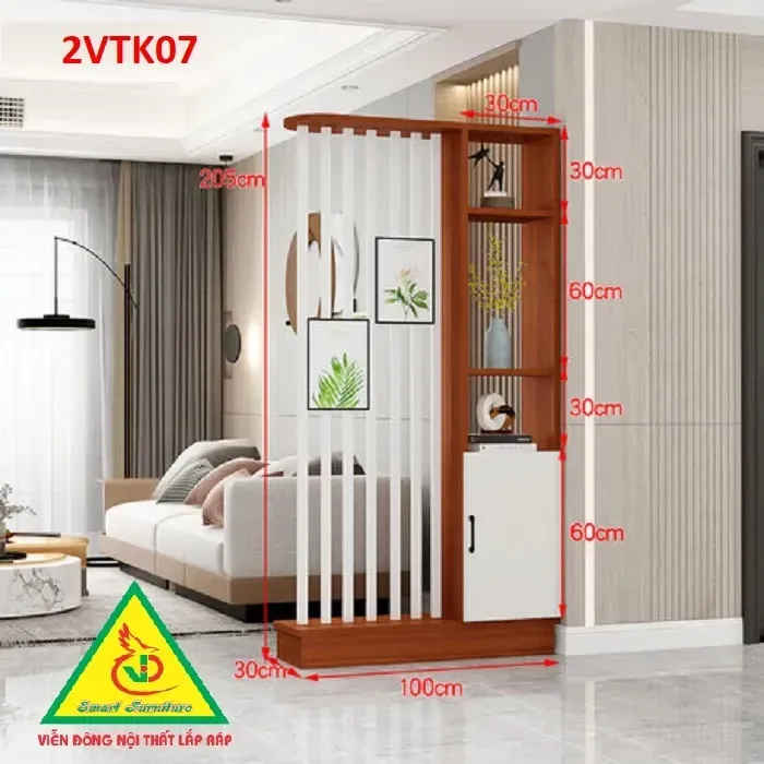 Tủ Kệ Kiêm Vách Ngăn Phòng Khách Nhà Bếp 2VTK07 - VĐ Smart Furrniture NỘI THẤT LẮP RÁP VIENDONGADV