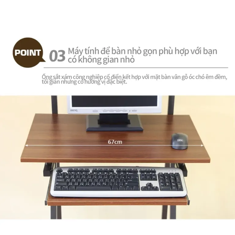 Bàn Máy Tính 3 Tầng Có Ngăn Để Bàn Phím RICHOME PC305-1, Thiết Kế Bánh Xe Có Khóa, Dễ Dàng Di Chuyển