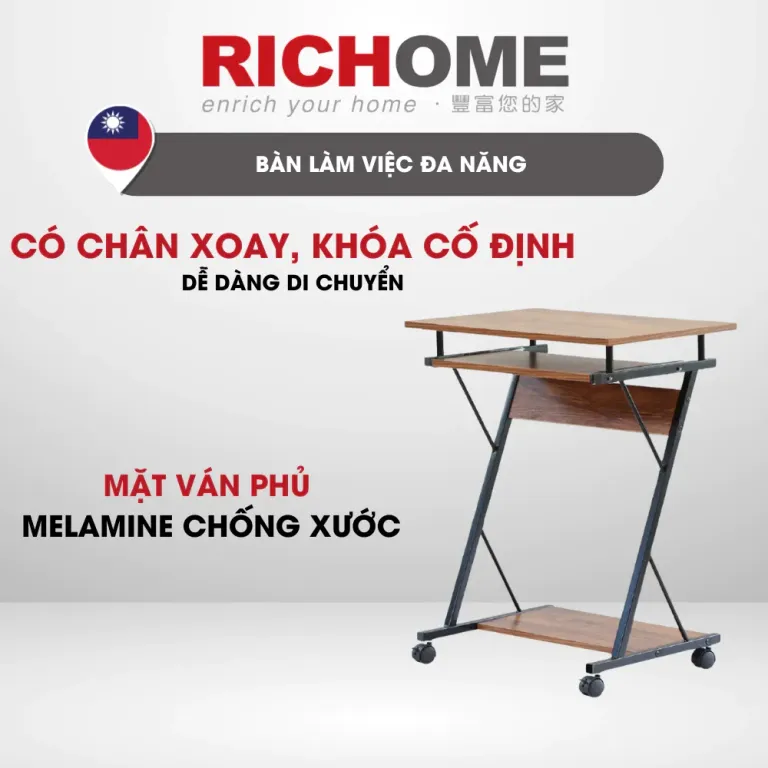 Bàn Máy Tính, Bàn Làm Việc, Có Ngăn Kéo Để Bàn Phím Thiết Kế Nhỏ Gọn RICHOME PC306-1 - Hàng Đạt Tiêu Chuẩn Đài Loan