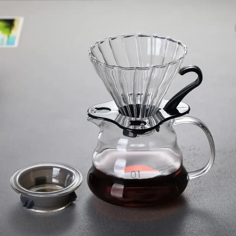 Bình Thủy Tinh Kèm Phễu V60 Pha Cà Phê Pour Over 360ML