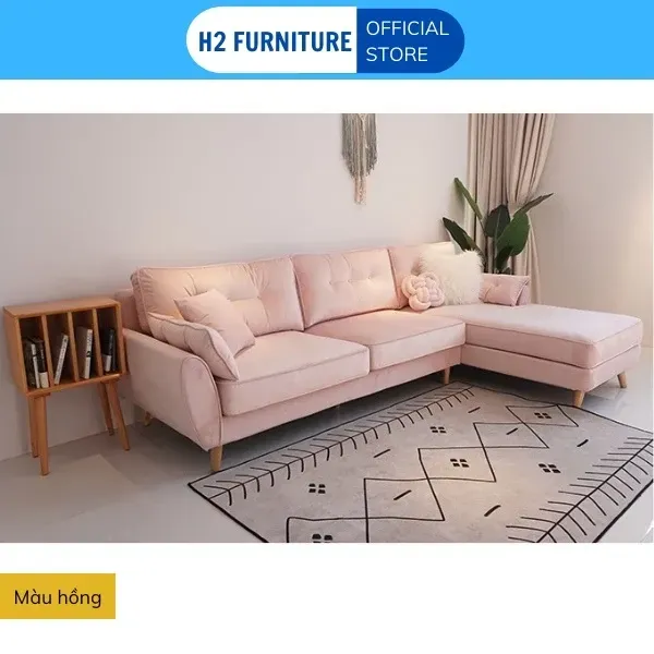 Bộ Sofa Góc L Nỉ H20L2 H2 Furniture VảI Nỉ Mềm Mại Kết Hợp Đệm Êm Ái Đàn Hồi Sofa Cho Phòng Khách, Phòng Chờ