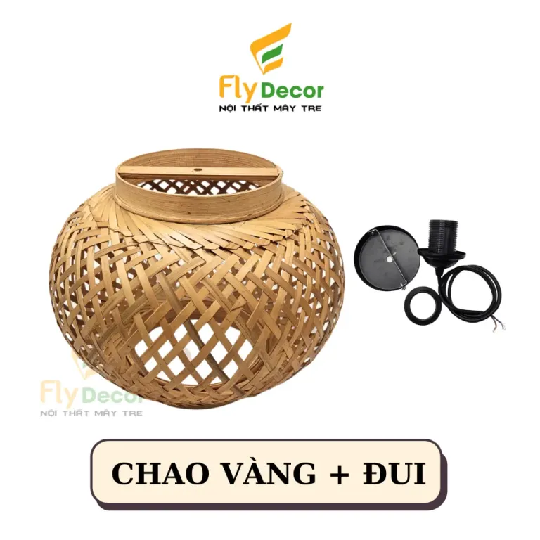 Chao Đèn Mây Tre Thả Trần Trang Trí, Lồng Đèn Treo Tết Hình Tròn Cao Cấp (Hàng Xuất Khẩu) - Flydecor