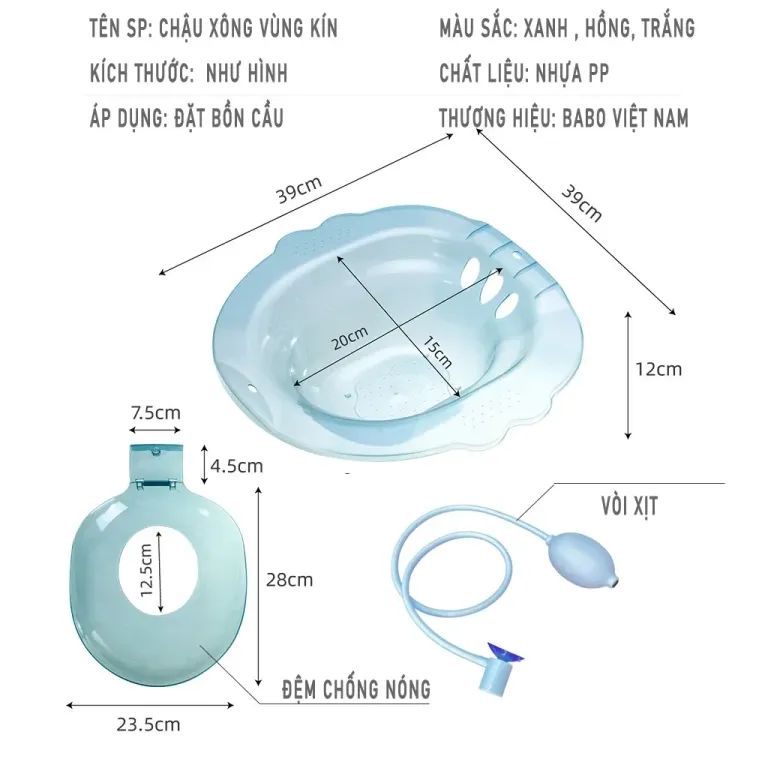 Chậu Xông Rửa Vệ Sinh Trong Suốt Dành Cho Người Già Chậu Rửa Mông, Xông Vùng Kín Cho Nam Và Nữ Đồ Dùng Phòng Tắm(TBB105)