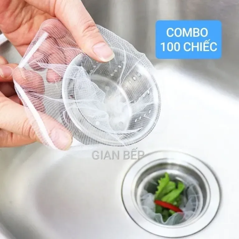 Combo 100 Túi Lọc Rác Bồn Rửa Chén, Bát Chống Tắc Nghẽn Dạng Bo Chun Tiện Dụng