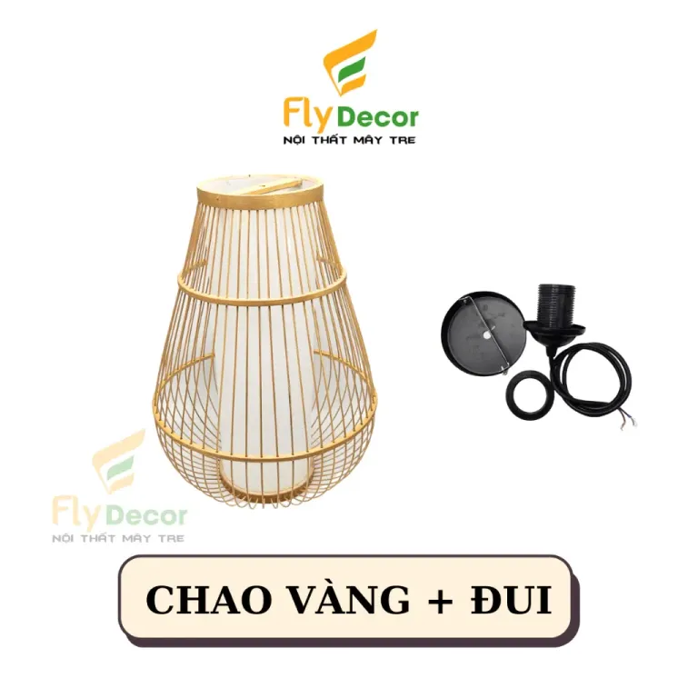 Đèn Lồng Mây Tre Thả Trần Tăm Bầu Trang Trí Cho Phòng Khách, Quán Cafe - Flydecor