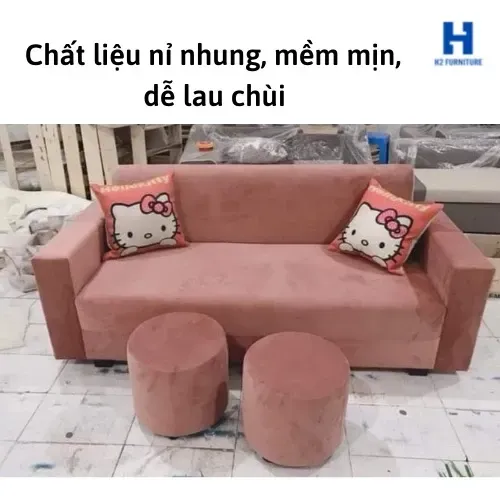 [Freeship Hà Nội] Ghế Sofa Nỉ H2 Bền Đẹp Khung Gỗ Tự Nhiên Sofa Phòng Khách, Phòng Ngủ, Sofa Decor Đủ Kích Thước