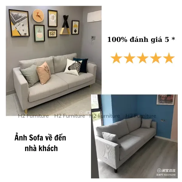 [ FREESHIP HÀ NỘI] Ghế Sofa Nỉ H20V3 H2 Furniture Êm Ái, Bền Đẹp Bảo Hành 1 Năm