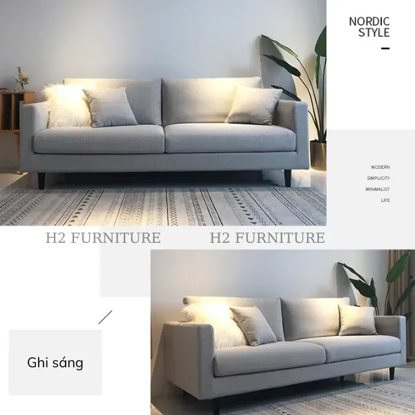 [ FREESHIP HÀ NỘI] Ghế Sofa Nỉ H20V3 H2 Furniture Êm Ái, Bền Đẹp Bảo Hành 1 Năm