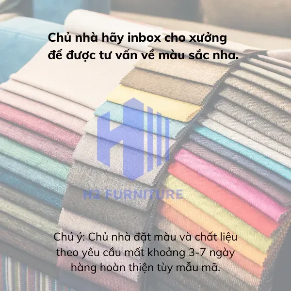 [FREESHIP HÀ NỘI] Ghế Văng Sofa Nỉ H2, Chất Liệu Khung Gỗ Tự Nhiên Đệm Mút Đàn Hồi Bọc Vải Nỉ