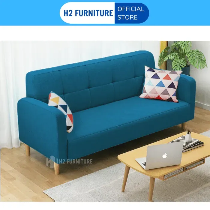 [FREESHIP HÀ NỘI] Ghế Văng Sofa Nỉ H2, Chất Liệu Khung Gỗ Tự Nhiên Đệm Mút Đàn Hồi Bọc Vải Nỉ