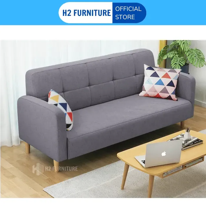 [FREESHIP HÀ NỘI] Ghế Văng Sofa Nỉ H2, Chất Liệu Khung Gỗ Tự Nhiên Đệm Mút Đàn Hồi Bọc Vải Nỉ