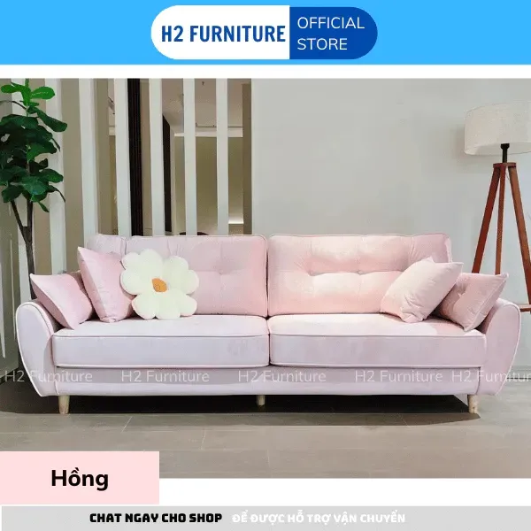 [Freeship Hà Nội] Ghế Văng Sofa Nỉ H2 Furniture Dành Cho 3 Tới 5 Người Ngồi, Sofa Phòng Khách Phong Cách Bắc Âu