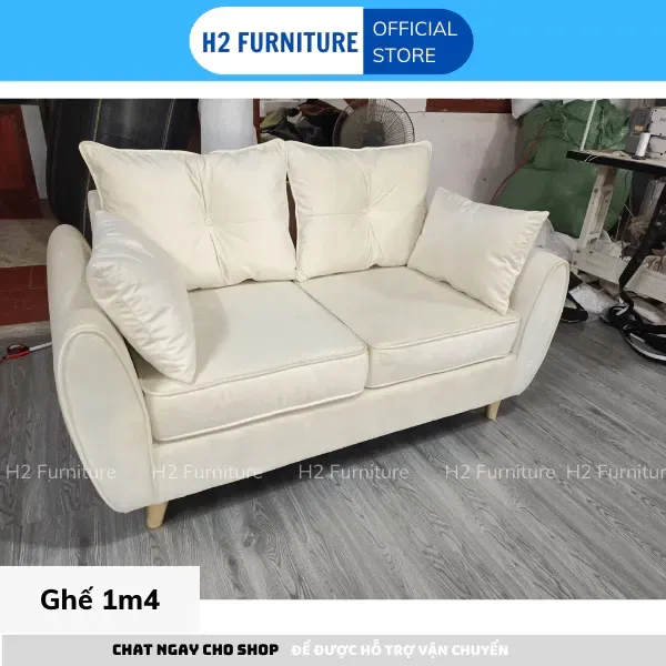 [Freeship Hà Nội] Ghế Văng Sofa Nỉ H2 Furniture Dành Cho 3 Tới 5 Người Ngồi, Sofa Phòng Khách Phong Cách Bắc Âu