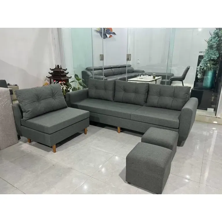 [Freeship HN] Ghế Sofa Góc L Nỉ Kích Thước 2m2x1m6 H2 Furniture 2m2x1m4 Sofa Góc L Di Động Thông Minh