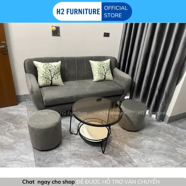 [Freeship HN] Ghế Sofa Stripe H2 Furniture Chất Liệu Vải Nỉ Khung Gỗ Tự Nhiên Đệm Mút Đàn Hồi Bảo Hành 12 Tháng