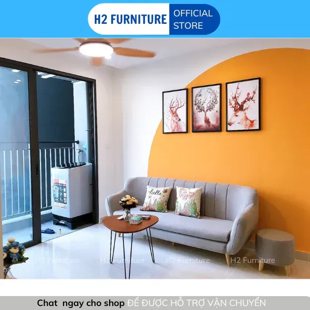 [Freeship HN] Ghế Sofa Stripe H2 Furniture Chất Liệu Vải Nỉ Khung Gỗ Tự Nhiên Đệm Mút Đàn Hồi Bảo Hành 12 Tháng